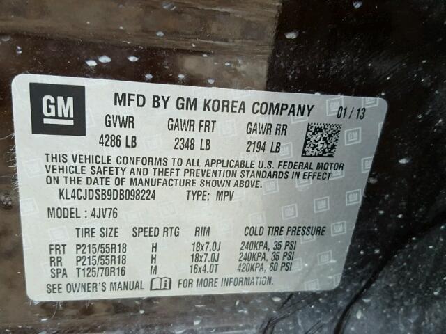 KL4CJDSB9DB098224 - 2013 BUICK ENCORE PRE BROWN photo 10