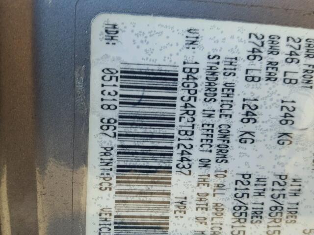 1B4GP54R2TB124437 - 1996 DODGE GRAND CARA GRAY photo 10