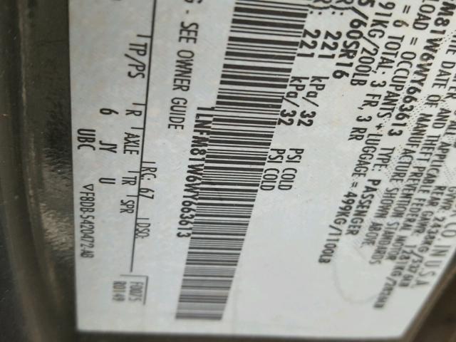 1LNFM81W6WY663613 - 1998 LINCOLN TOWN CAR E GREEN photo 10