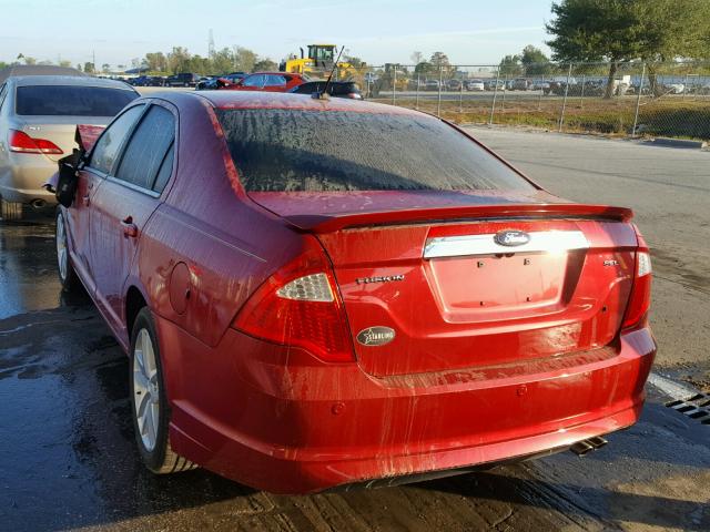 3FAHP0JAXCR389858 - 2012 FORD FUSION SEL RED photo 3