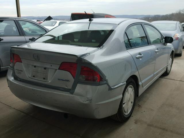 JHMFA36247S003272 - 2007 HONDA CIVIC HYBR SILVER photo 4