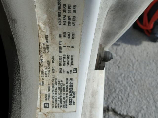 1GCCS148968303169 - 2006 CHEVROLET COLORADO WHITE photo 10