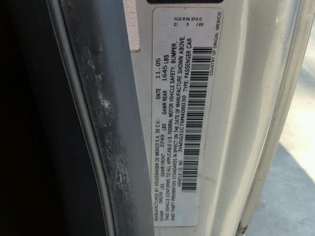 3VWSG31C76M408030 - 2006 VOLKSWAGEN NEW BEETLE 银色 照片 10