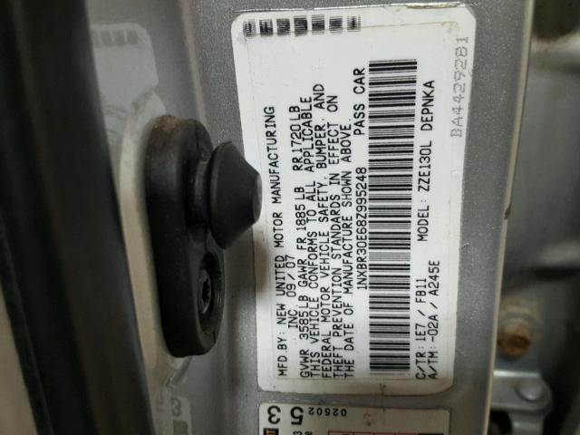 1NXBR30E68Z995248 - 2008 TOYOTA COROLLA CE SILVER photo 10