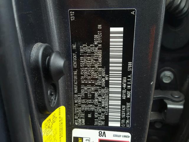 4T3ZA3BBXDU072927 - 2013 TOYOTA VENZA LE GRAY photo 10