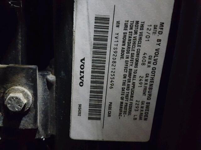 YV1TS92D821255496 - 2002 VOLVO S80 BLACK photo 10