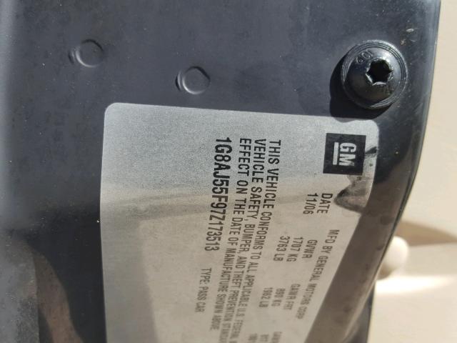 1G8AJ55F97Z173513 - 2007 SATURN ION LEVEL WHITE photo 10