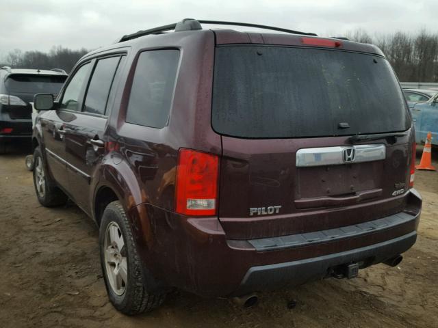 5FNYF4H5XAB017867 - 2010 HONDA PILOT EXL BURGUNDY photo 3