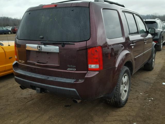 5FNYF4H5XAB017867 - 2010 HONDA PILOT EXL BURGUNDY photo 4