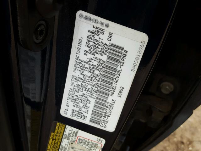 4T1BE32K94U293238 - 2004 TOYOTA CAMRY LE BLUE photo 10