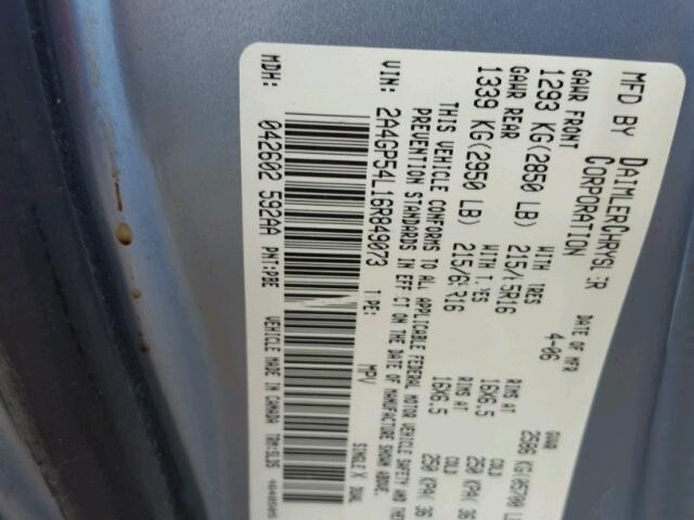 2A4GP54L16R849073 - 2006 CHRYSLER TOWN & COU Mavi foto 10