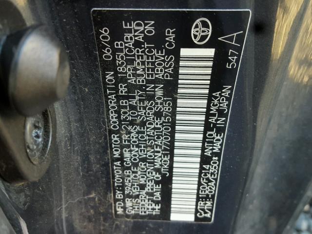 JTKDE177070157851 - 2007 TOYOTA SCION TC 蓝色 照片 10