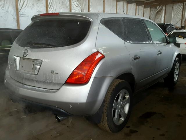 JN8AZ08T15W327380 - 2005 NISSAN MURANO SL SILVER photo 4