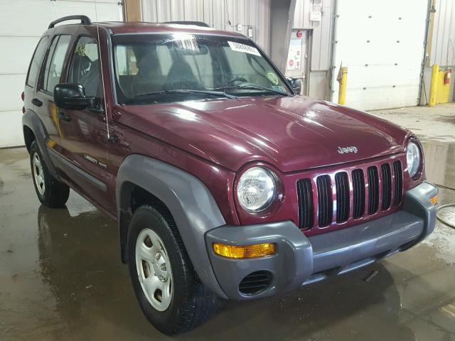 1J4GL48K13W648722 - 2003 JEEP LIBERTY SP BURGUNDY photo 1