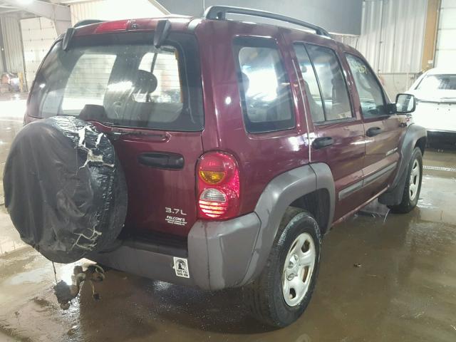 1J4GL48K13W648722 - 2003 JEEP LIBERTY SP BURGUNDY photo 4