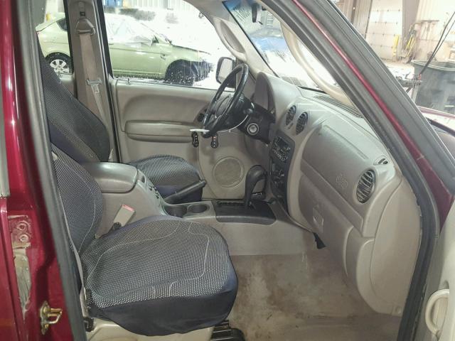 1J4GL48K13W648722 - 2003 JEEP LIBERTY SP BURGUNDY photo 5