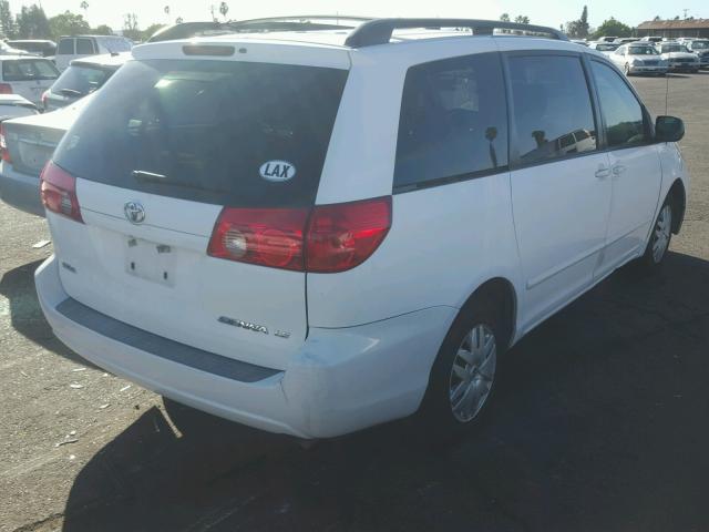 5TDZK23C47S092367 - 2007 TOYOTA SIENNA CE WHITE photo 4