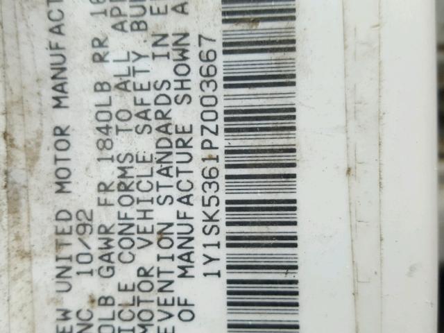 1Y1SK5361PZ003667 - 1993 GEO PRIZM BASE WHITE photo 10