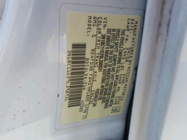 3N1BC11E29L398931 - 2009 NISSAN VERSA S WHITE photo 10