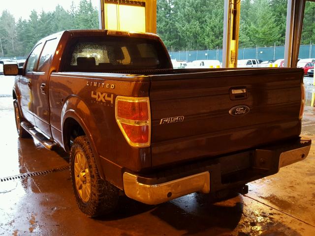 1FTPW14V89FA83728 - 2009 FORD F150 SUPER BURGUNDY photo 3