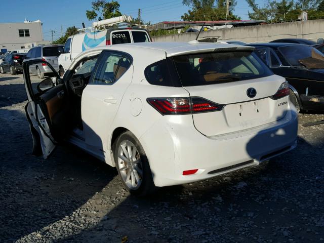 JTHKD5BH0C2072711 - 2012 LEXUS CT 200 WHITE photo 3