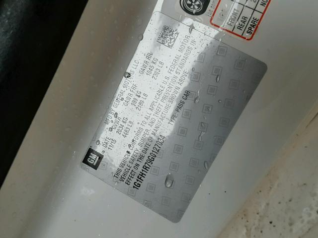 1G1FH1R79G0127034 - 2016 CHEVROLET CAMARO SS Blanco foto 10