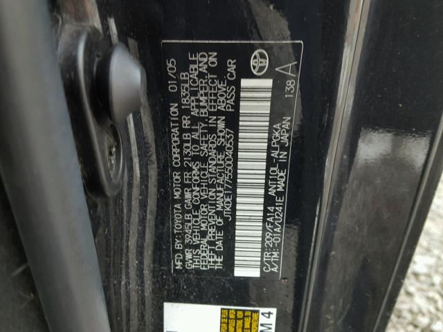 JTKDE177550040537 - 2005 TOYOTA SCION TC BLACK photo 10