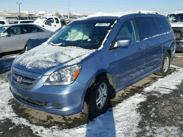 5FNRL38737B100204 - 2007 HONDA ODYSSEY EX BLUE photo 2