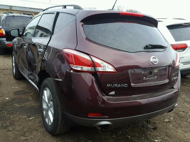 JN8AZ1MW1DW313600 - 2013 NISSAN MURANO S BURGUNDY photo 3