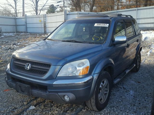 2HKYF18795H563535 - 2005 HONDA PILOT EXL BLUE photo 2