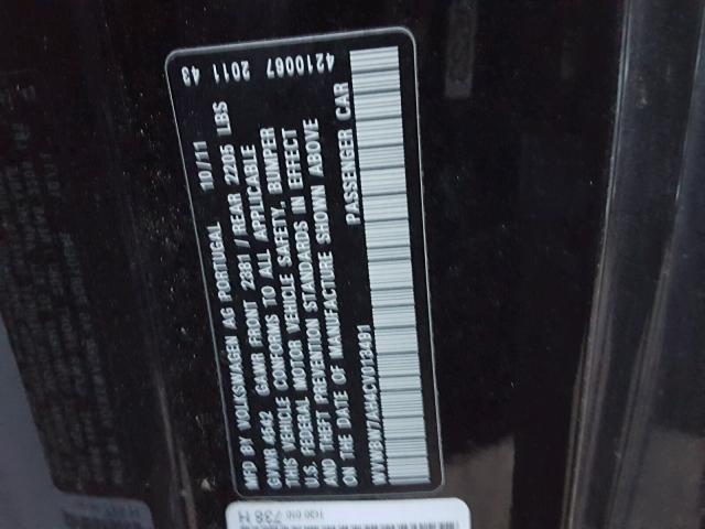 WVWBW7AH4CV013491 - 2012 VOLKSWAGEN EOS KOMFOR შავი ფოტო 10