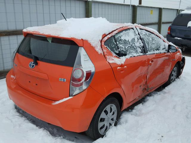 JTDKDTB30C1005171 - 2012 TOYOTA PRIUS C ORANGE photo 4