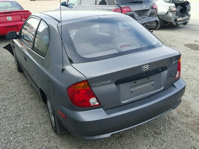 KMHCF35C93U258283 - 2003 HYUNDAI ACCENT L GRAY photo 3