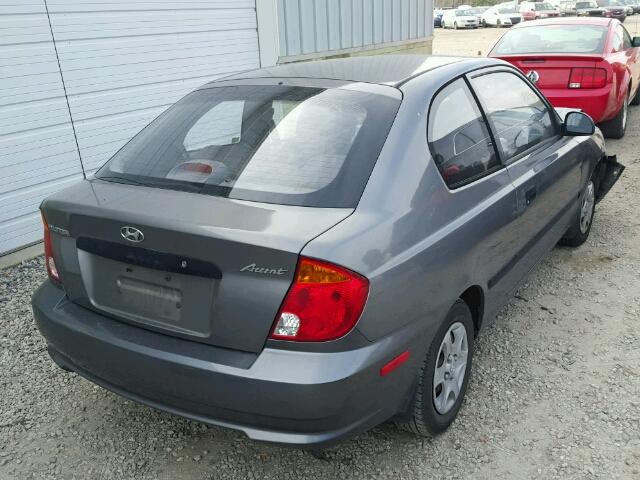 KMHCF35C93U258283 - 2003 HYUNDAI ACCENT L GRAY photo 4