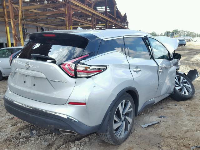 5N1AZ2MG7FN220837 - 2015 NISSAN MURANO S SILVER photo 4