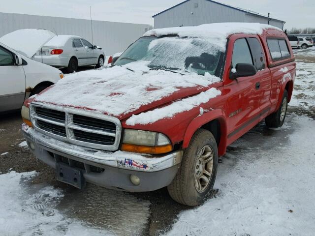 1B7GL42X72S526219 - 2002 DODGE DAKOTA SLT RED photo 2