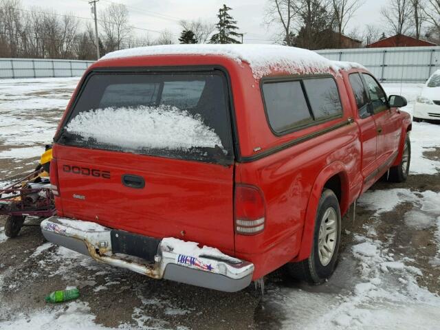 1B7GL42X72S526219 - 2002 DODGE DAKOTA SLT RED photo 4