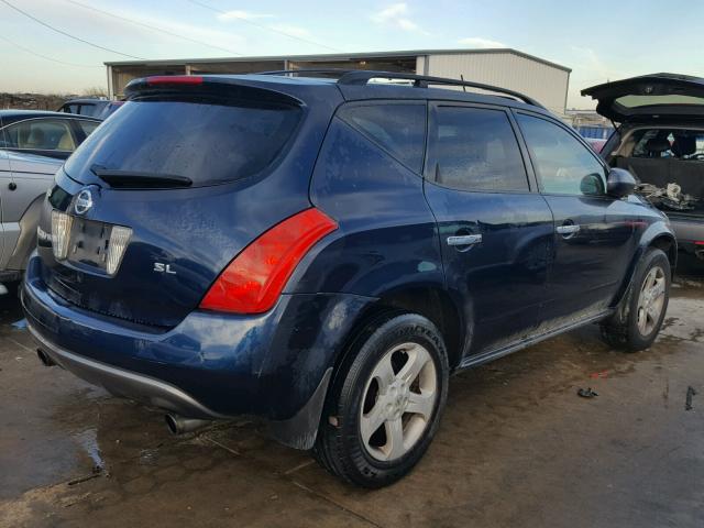 JN8AZ08T34W226744 - 2004 NISSAN MURANO SL BLUE photo 4