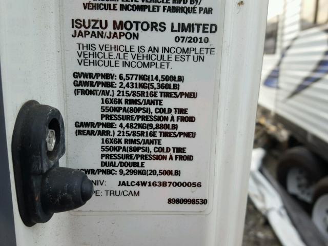 JALC4W163B7000056 - 2011 ISUZU NPR WHITE photo 10