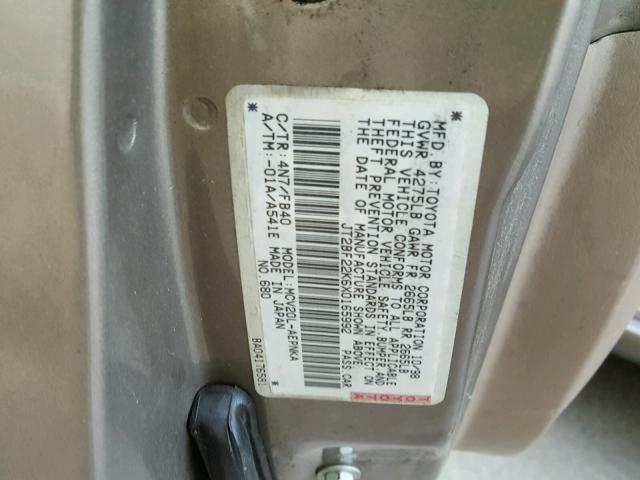 JT2BF22K6X0165992 - 1999 TOYOTA CAMRY LE GOLD photo 10