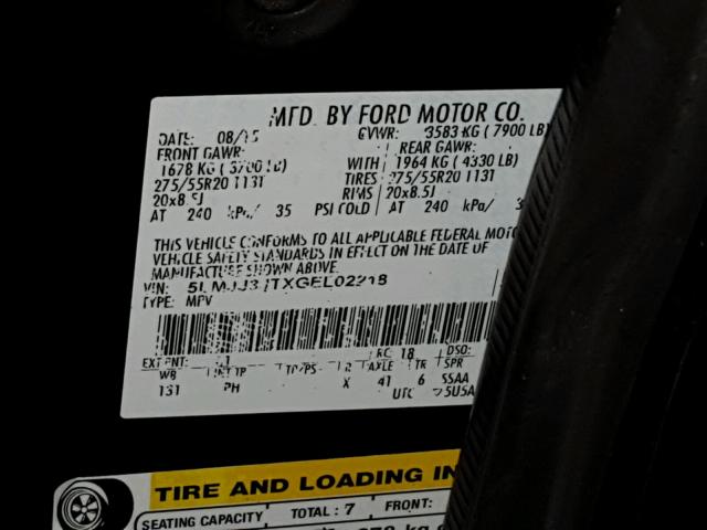 5LMJJ3JTXGEL02218 - 2016 LINCOLN NAVIGATOR 黑色 照片 10