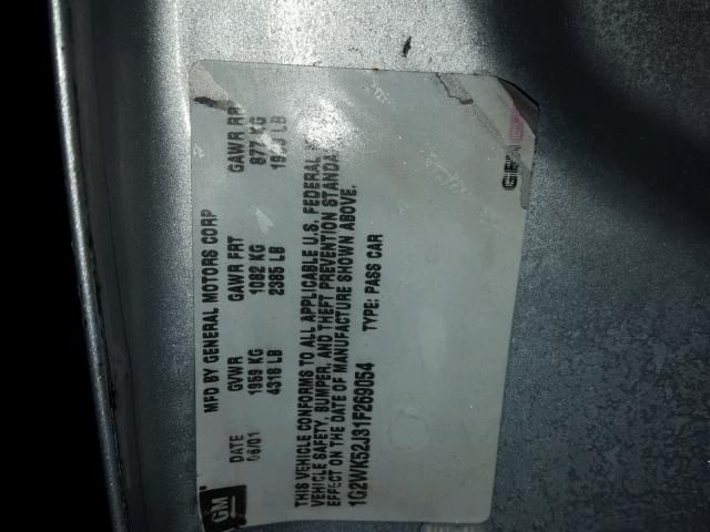 1G2WK52J31F269054 - 2001 PONTIAC GRAND PRIX 银色 照片 10