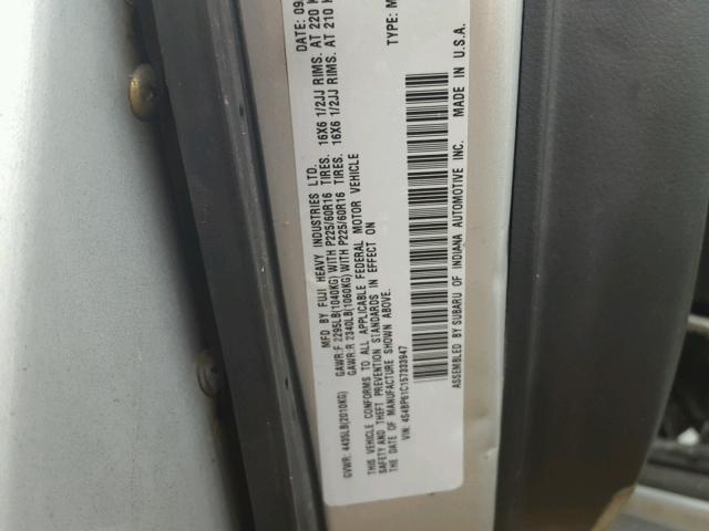 4S4BP61C157333947 - 2005 SUBARU LEGACY OUT SILVER photo 10