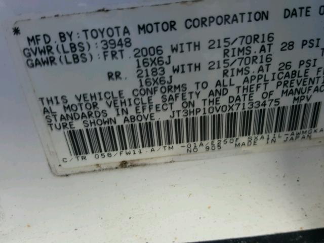 JT3HP10V0X7133475 - 1999 TOYOTA RAV4 WHITE photo 10