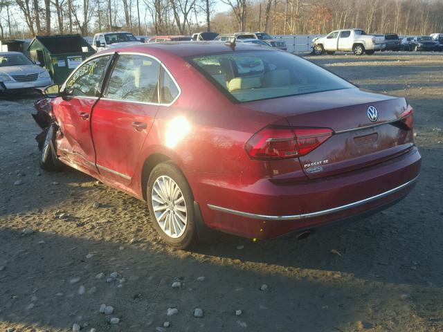 1VWBT7A38GC064200 - 2016 VOLKSWAGEN PASSAT SE RED photo 3