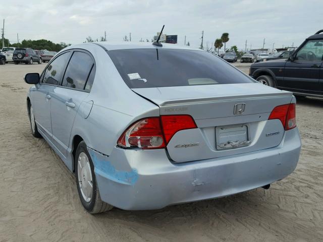 JHMFA36227S018823 - 2007 HONDA CIVIC HYBR BLUE photo 3