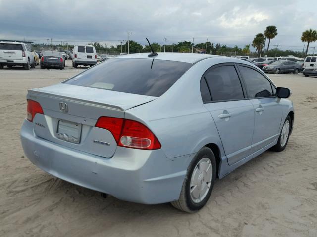 JHMFA36227S018823 - 2007 HONDA CIVIC HYBR BLUE photo 4