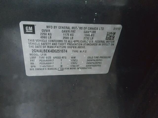 2GNALBEK4D6251674 - 2013 CHEVROLET EQUINOX LS CHARCOAL photo 10