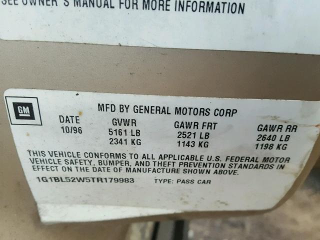 1G1BL52W5TR179983 - 1996 CHEVROLET CAPRICE CL GOLD photo 10