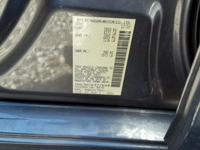 1N4AL3AP2FN377648 - 2015 NISSAN ALTIMA 2.5 GRAY photo 10